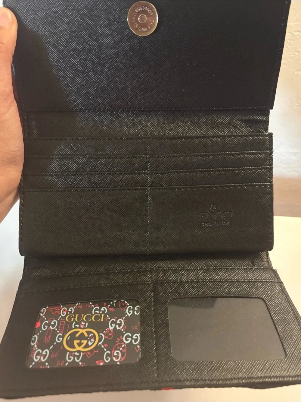 Gucci Black Canvas Bi-Fold Wallet with Logo Band - nwot in box w/wrap paper - Picture 5 of 13